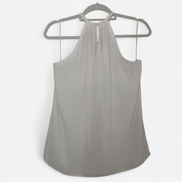 Ramy Brook White Silky Beaded Ruffle Halter Top – Glam Resort Style (Size Small) - Picture 4 of 7